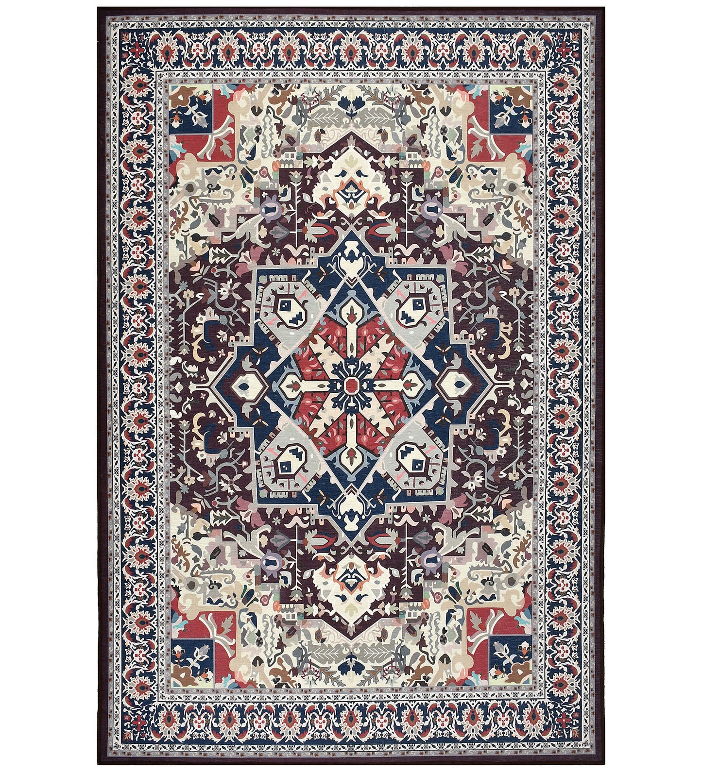 Burgundy Bloom Polyester Rug