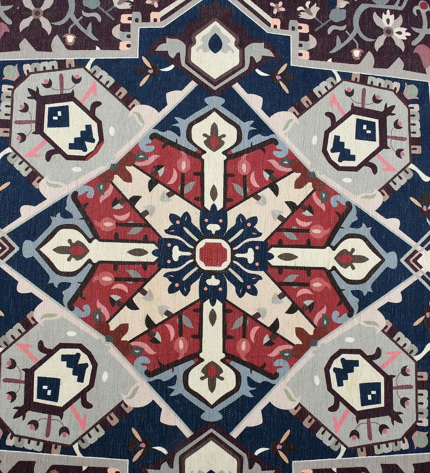 Burgundy Bloom Polyester Rug