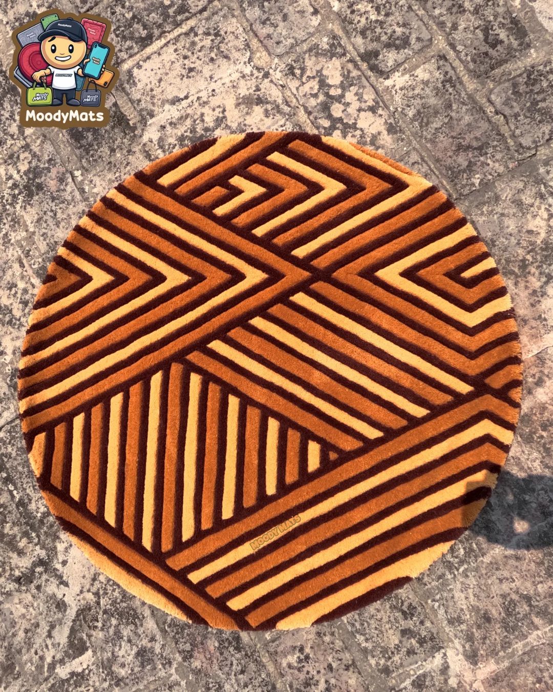 Golden Brown Round Custom Rug