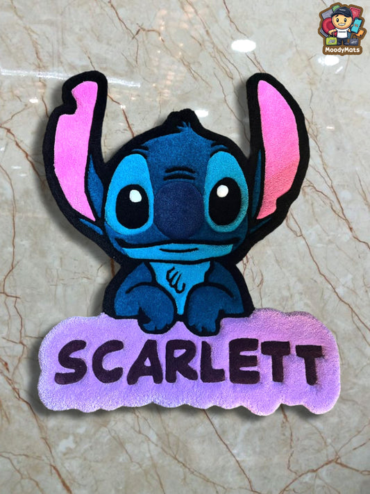 Stitch Cartoon with Name-Tag Custom Rug